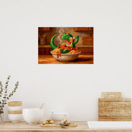 Poster um lagarto brincalhão desfrutando de uma deliciosa
