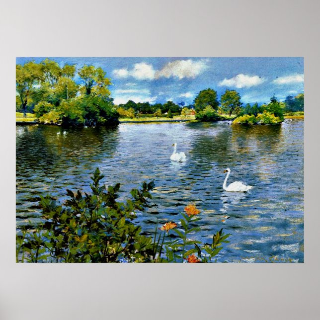 Poster Um lago de Long Island, arte fina, (Frente)