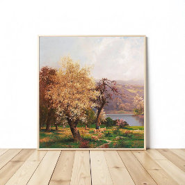 Poster Um lago de paisagem em Primavera por Adolf Kaufman