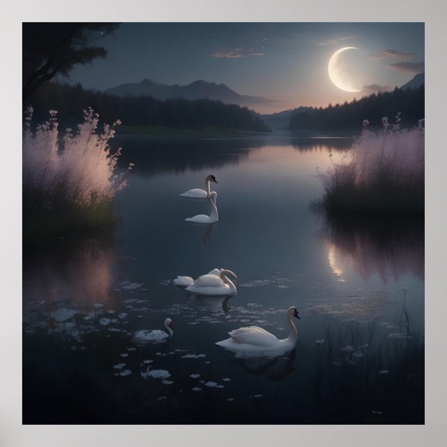 Poster Um lago Lua Fabuloso, cercado (Frente)