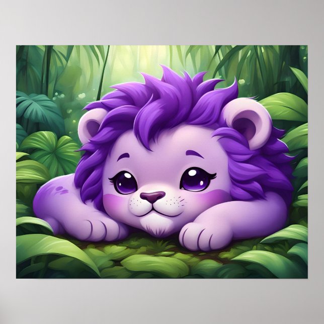 Poster Um leão roxo na selva (Frente)