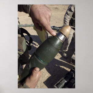 Póster Um líder do pelotão aponta a um ajuste do atraso