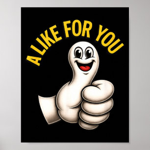 Poster Um Like Para Você, Design de Cartoon de Polegar Pa