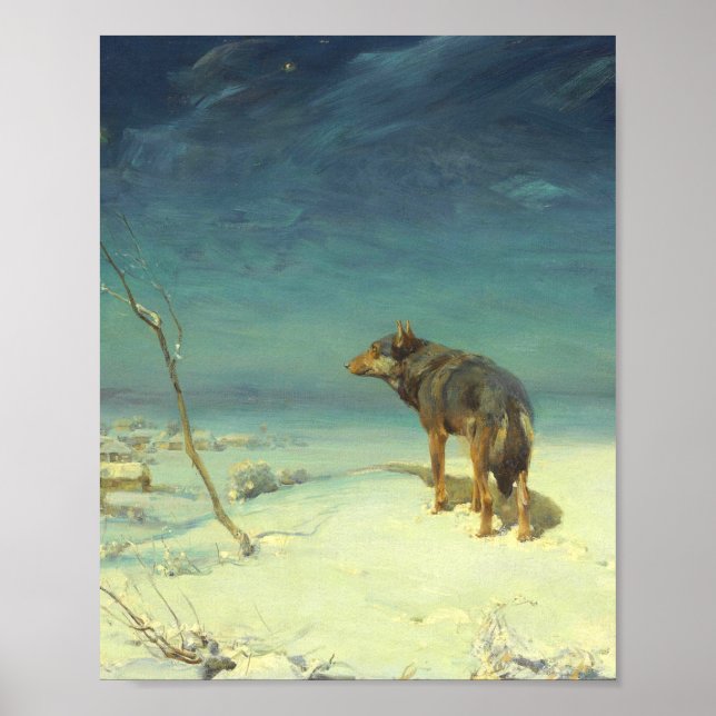 Poster Um Lobo Solitário Samotny Wilk Alfred Wierusz Kowa (Frente)