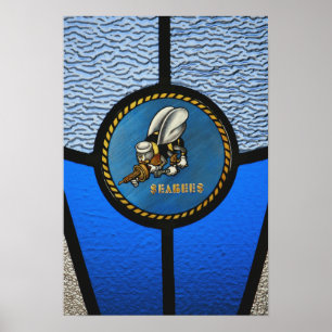 Póster Um logotipo do solteiro Seabee