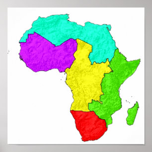 Poster Um mapa codificado por cores da África com suas re