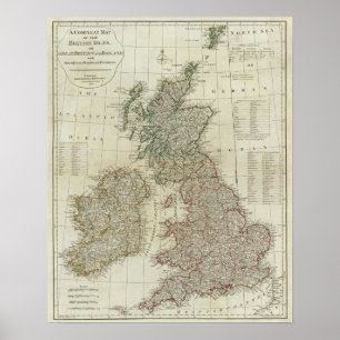 Póster Um mapa completo das ilhas britânicas