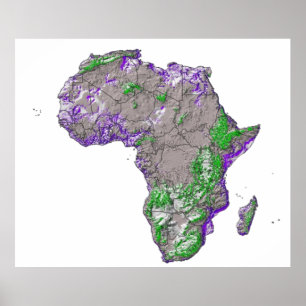 Poster Um mapa de África codificado por cores com seus pa