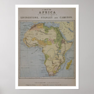 Póster Um mapa de África para ilustrar os viagens de