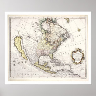 Póster Um mapa de America do Norte
