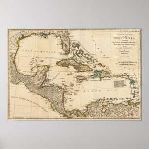 Póster Um mapa de Compleat das Índias Ocidentais