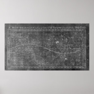 Póster Um mapa de mercator dos céus estrelados
