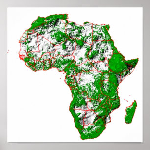 Poster Um mapa de relevo sombreado codificado por cores d