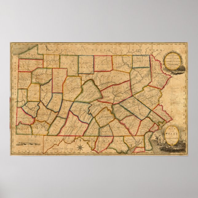 Póster Um Mapa Do Estado Da Pensilvânia (Frente)