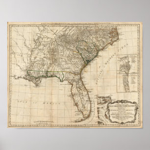 Póster Um mapa geral das colônias britânicas do sul