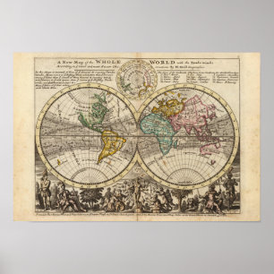 Poster Um mapa novo do mundo inteiro com ventos de