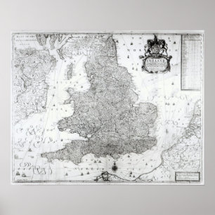 Póster Um mapa novo do reino de Inglaterra