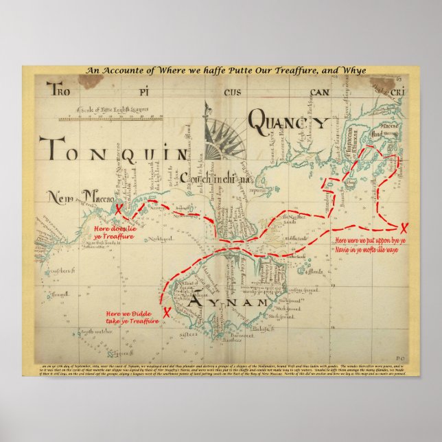 Póster Um Mapa Pirata Autêntico 1690 (com embelezamentos) (Frente)