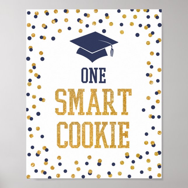 Poster Um Marinho Smart Cookie e um Sinal de Graduação Do (Frente)