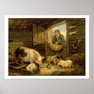 Póster Um menino que olha em um chiqueiro de porco, 1794