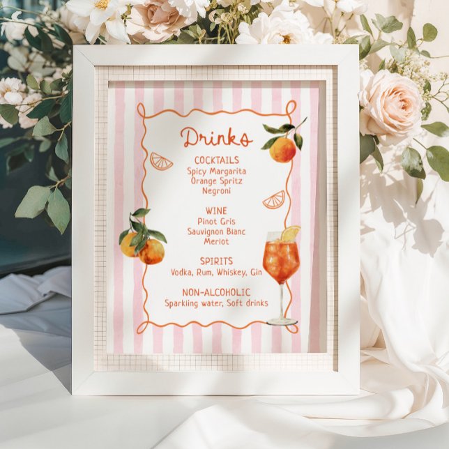 Poster Um Menu de Bebidas Desenhadas à Mão A Spritz Older (Criador carregado)