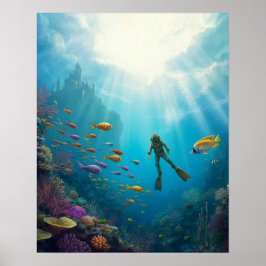 Poster Um mergulhador descobre um castelo no recife