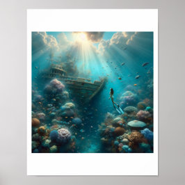 Poster Um mergulhador detecta um naufrágio