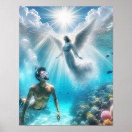 Poster Um mergulhador surpreendido por um anjo