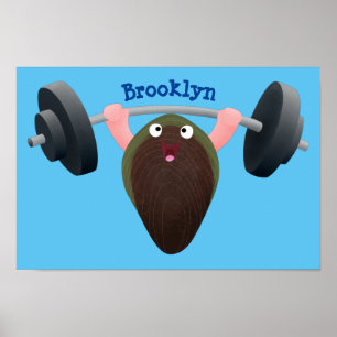 Poster Um mexilhão engraçado trabalhando na ilustração de