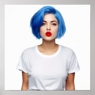 Poster Um modelo de cabelo azul vestindo Gildan Tee