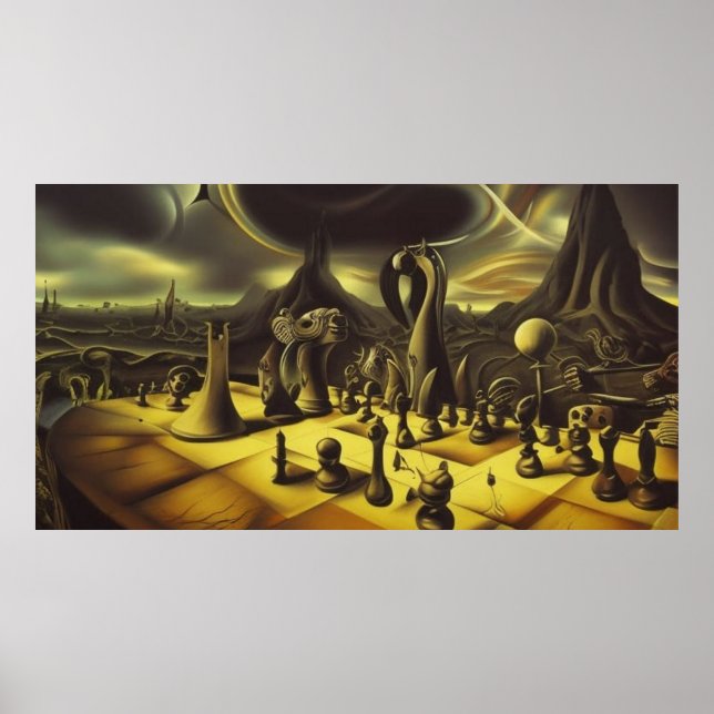 Poster Um moderno abstrato de tabuleiro surreal (Frente)