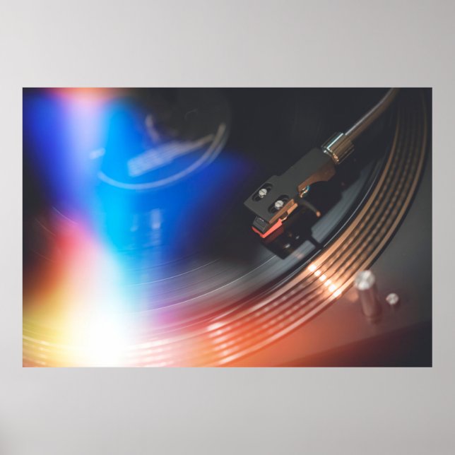 Poster Um moderno giro para tocar música no disco de áudi (Frente)