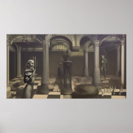 Poster Um moderno monograma de tabuleiro de abstrato surr