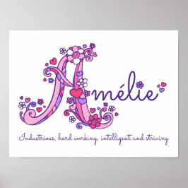 Poster Um monograma arte Amélie nome de menina significad