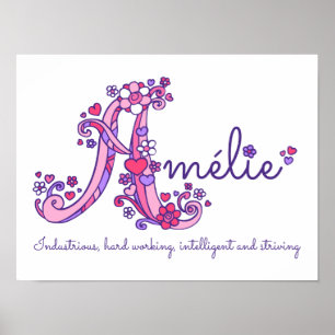 Poster Um monograma arte Amélie nome de menina significad