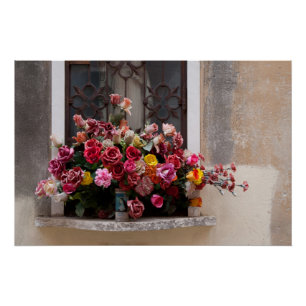 Póster Um Monte Colorido De Rosas De Plástico