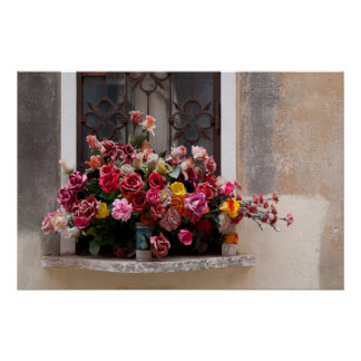 Póster Um Monte Colorido De Rosas De Plástico