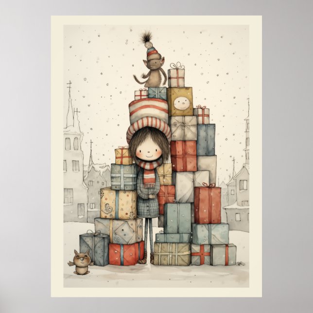 Poster Um Monte De Presentes De Natal (Frente)