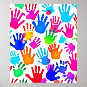 Poster Um mundo de mãos em cor