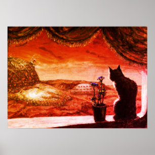 Poster Um Mundo Novo - Sci-Fi - Gato em Marte