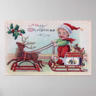 Póster Um Natal feliz a YouBoy em um trenó