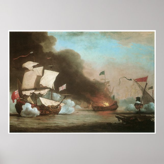 Poster Um navio inglês em ação com Barbary Pirates (Frente)