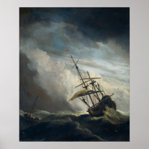 Póster Um navio na necessidade em uma tempestade Raging