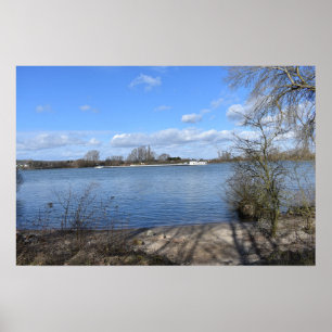 Poster Um navio no rio Rhein, por Oppenheim, Alemanha