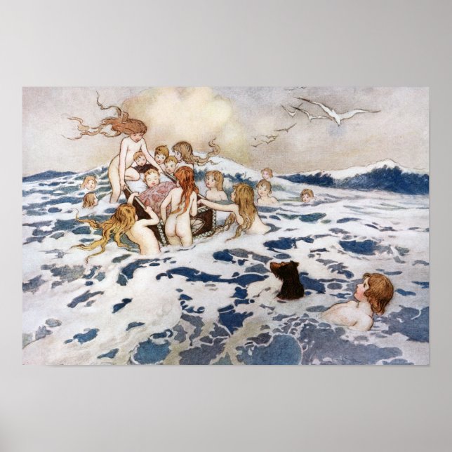 Póster Um Novo Bebê d'Água por Warwick Goble (Frente)