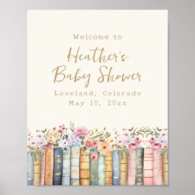 Poster Um novo capítulo Books Chá de fraldas de boas-vind (A New Chapter Books Welcome Baby Shower Poster by Painted Paperie
)