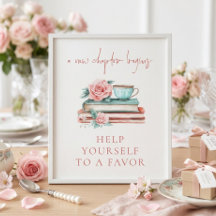 Um Novo Capítulo Livros Favor Sign Chás de Noiva