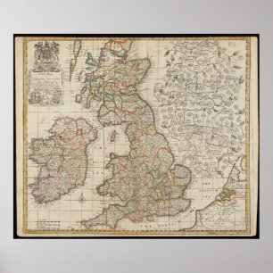 Poster Um novo mapa de Inglaterra, Escócia e Irlanda