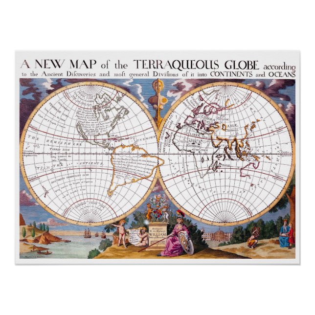 Póster Um Novo Mapa do Globo Terraqueo Poster Perfeito (Frente)