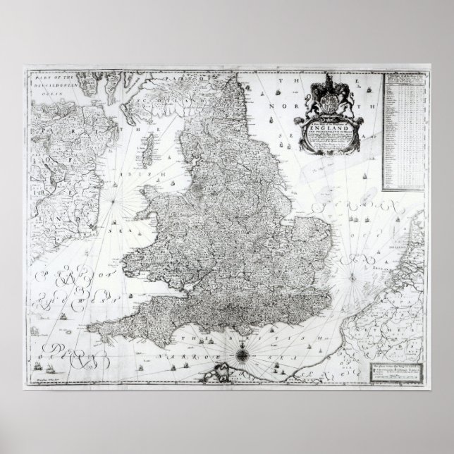 Póster Um novo mapa do Reino de Inglaterra (Frente)